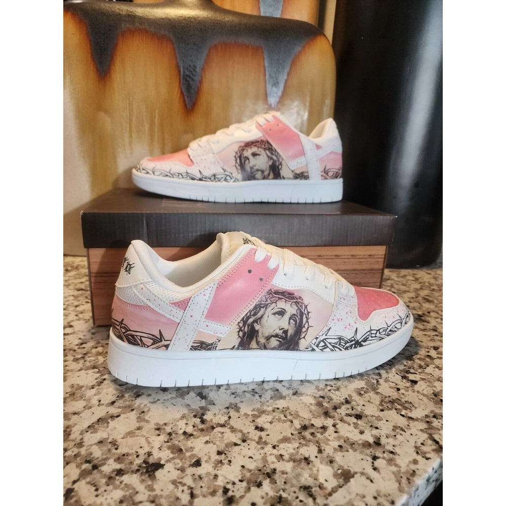 DS Kito Wares Passion of The Christ Dunk Sneakers Pink White Size 10